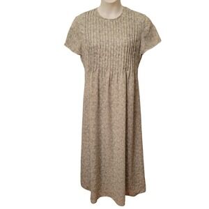 Coldwater Creek 12 Dainty Ditzy Green Floral Daisy Smocked Maxi Cottage Dress